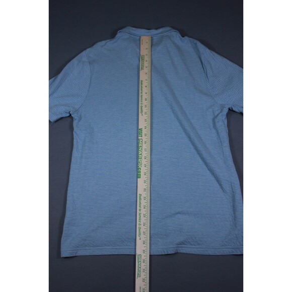Faherty Polo Golf Shirt Mens Large Cloud Cotton Pima Modal Blue Striped Preppy L - Picture 5 of 10